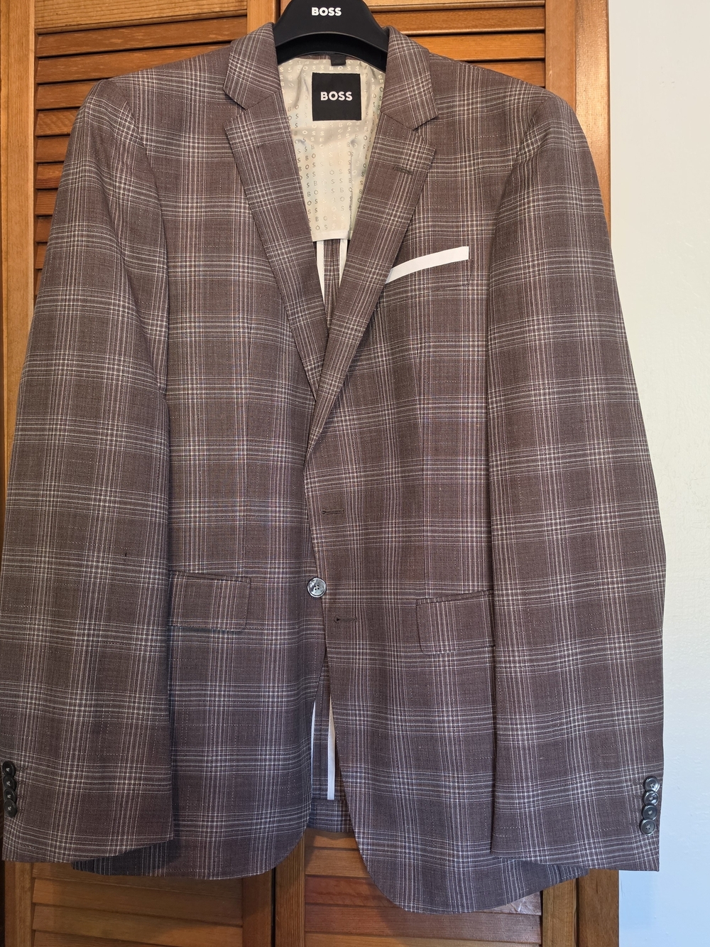 BOSS Brown Plaid Sport Coat with Subtle Windowpane